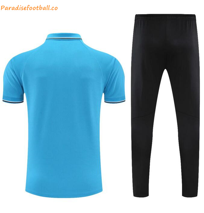 2021-22 Marseille Blue Polo Kits Shirt with Pants - Click Image to Close