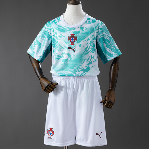 2026 FIFA World Cup Portugal Away Kids Soccer Kits Shirt With Shorts