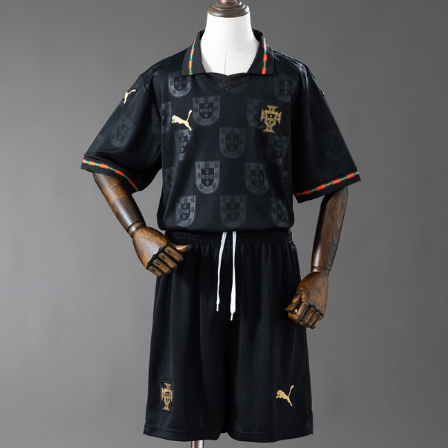 2026 Portugal Special Kids Black Panther Soccer Kits Shirt With Shorts