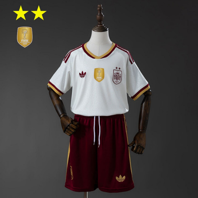 2-Stars 2026 FIFA World Cup Spain Away Kids Soccer Kits Shirt with Shorts