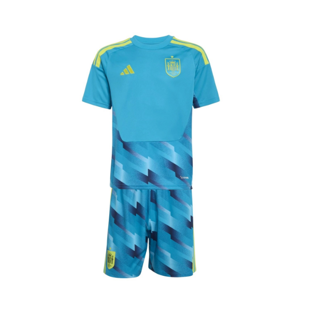2026 FIFA World Cup Spain Goalkeeper Kids Blue Soccer Kits Shirt with Shorts