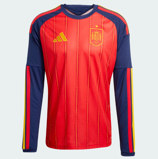 2026 FIFA World Cup Spain Home Long Sleeve Soccer Jersey Shirt