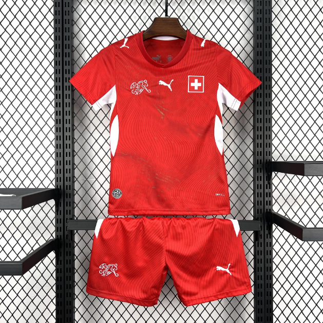 2026 FIFA World Cup Switzerland Home Kids Soccer Kits Shirt With Shorts